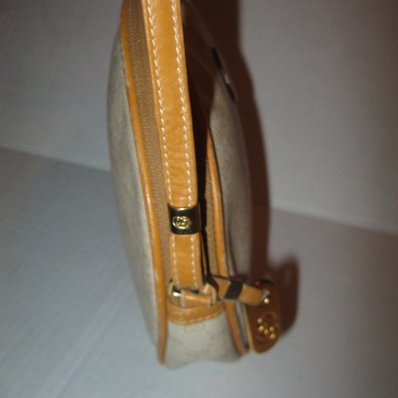 ❤️Authen GUCCI Micro G Logo Print Tan Canvas Ltr Coated Canvas Canteen Crossbody - Picture 7 of 10